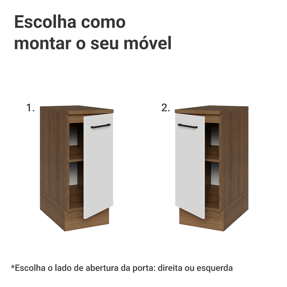 Balcão Madesa Agata 35 cm 1 Porta Rustic/Branco