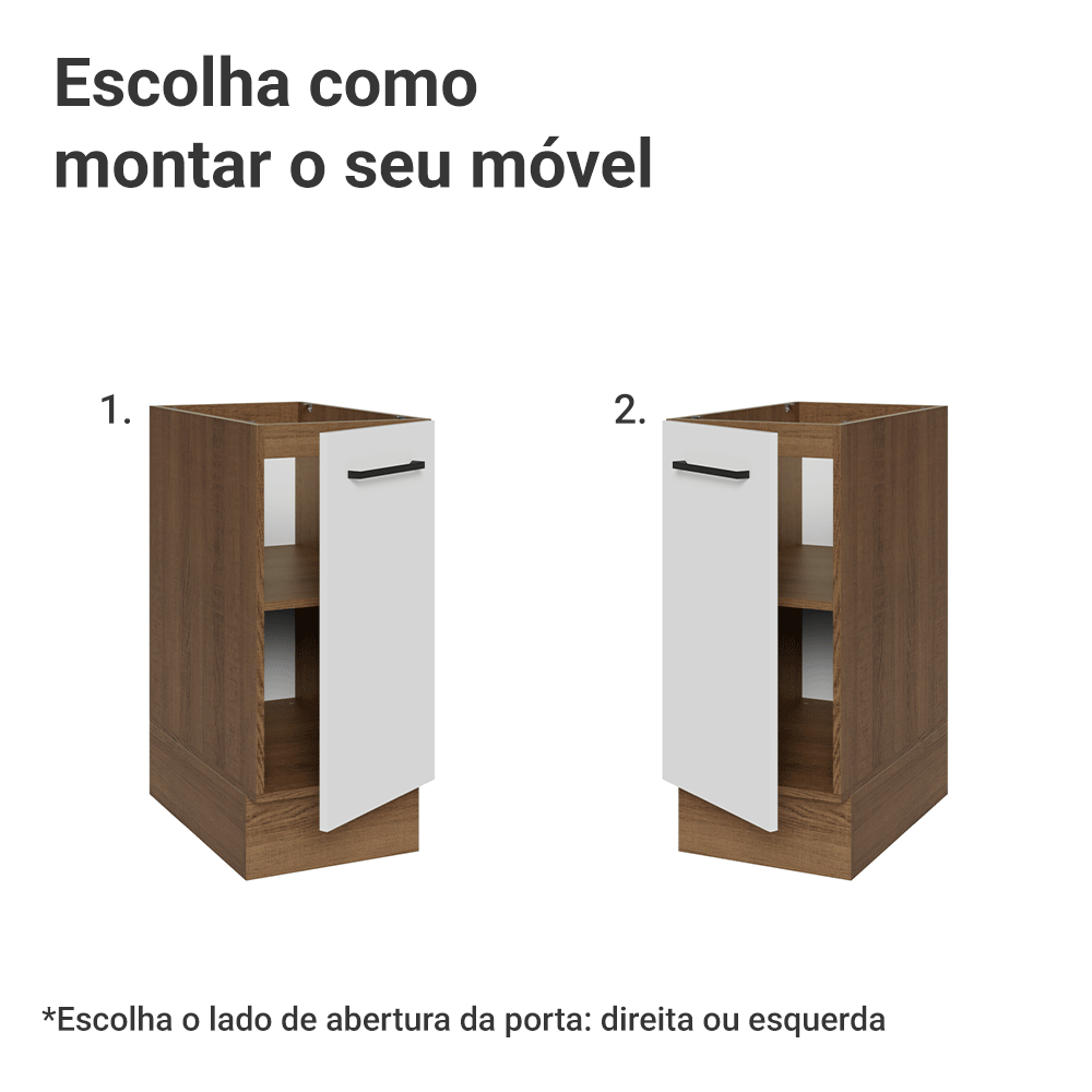Balcão de Cozinha 35 cm 1 Porta (Sem Tampo) Rustic/Branco Agata Madesa