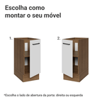 Balcão de Cozinha 35 cm 1 Porta (Sem Tampo) Rustic/Branco Agata Madesa