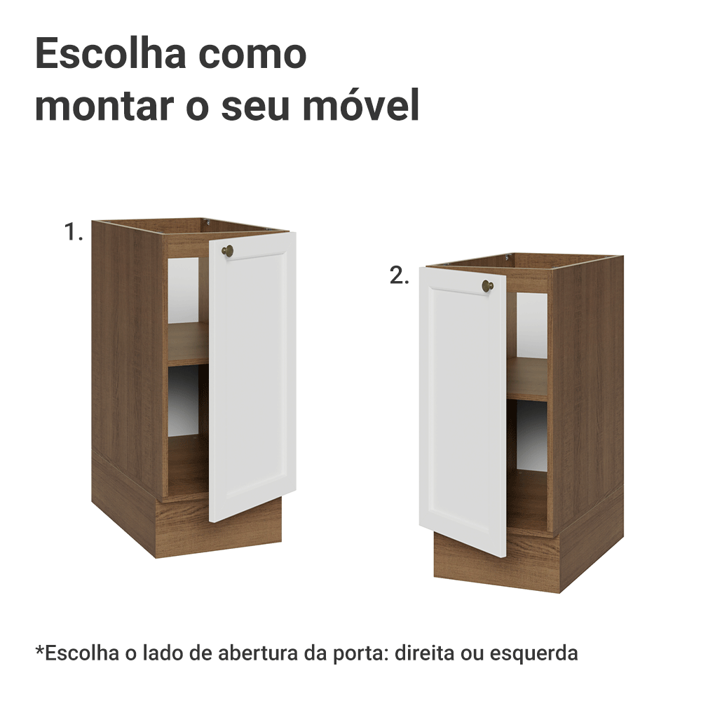 Balcão de Cozinha 35 cm 1 Porta (Sem Tampo) Rustic/Branco Vik Madesa