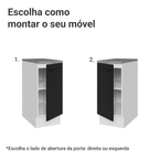 Balcão Madesa Agata 35 cm 1 Porta Branco/Preto