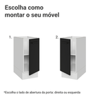 Balcão de Cozinha 35 cm 1 Porta (Sem Tampo) Branco/Preto Agata Madesa