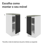 Balcão de Cozinha 35 cm 1 Porta Branco/Preto Lux Madesa