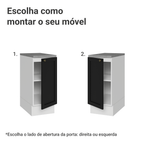 Balcão de Cozinha 35 cm 1 Porta Branco/Preto Vik Madesa