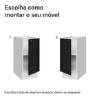 Balcão de Cozinha 35 cm 1 Porta (Sem Tampo) Branco/Preto Vik Madesa