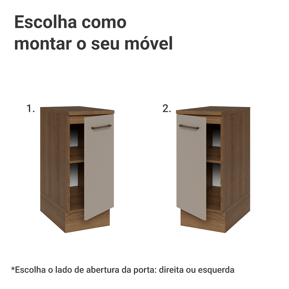 Balcão 35 cm 1 Porta Rustic/Crema Agata Madesa