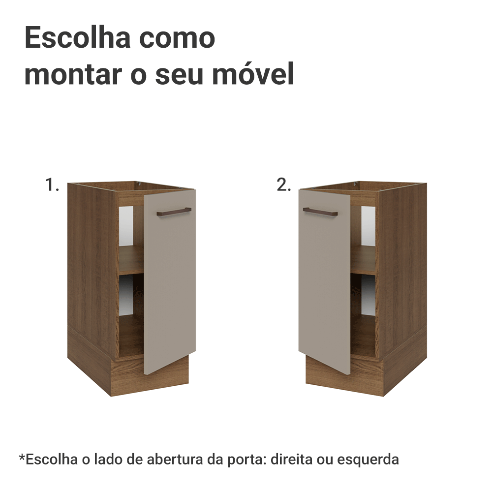 Balcão de Cozinha 35 cm 1 Porta (Sem Tampo) Rustic/Crema Agata Madesa