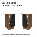 Balcão de Cozinha 35 cm 1 Porta (Sem Tampo) Rustic/Preto Agata Madesa