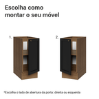 Balcão de Cozinha 35 cm 1 Porta (Sem Tampo) Rustic/Preto Vik Madesa