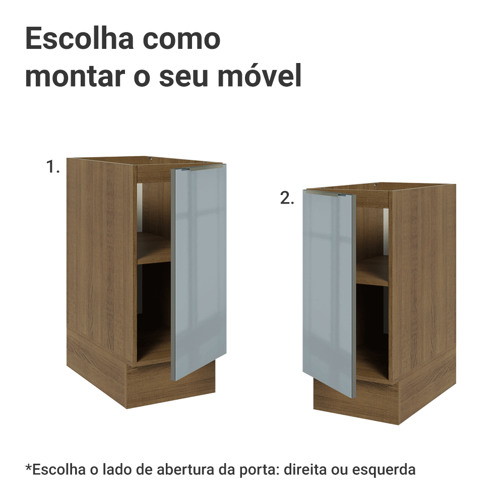 Balcão de Cozinha 35 cm 1 Porta (Sem Tampo) Rustic/Cinza Lux Madesa
