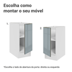 Balcão de Cozinha 35 cm 1 Porta (Sem Tampo) Branco/Cinza Lux Madesa