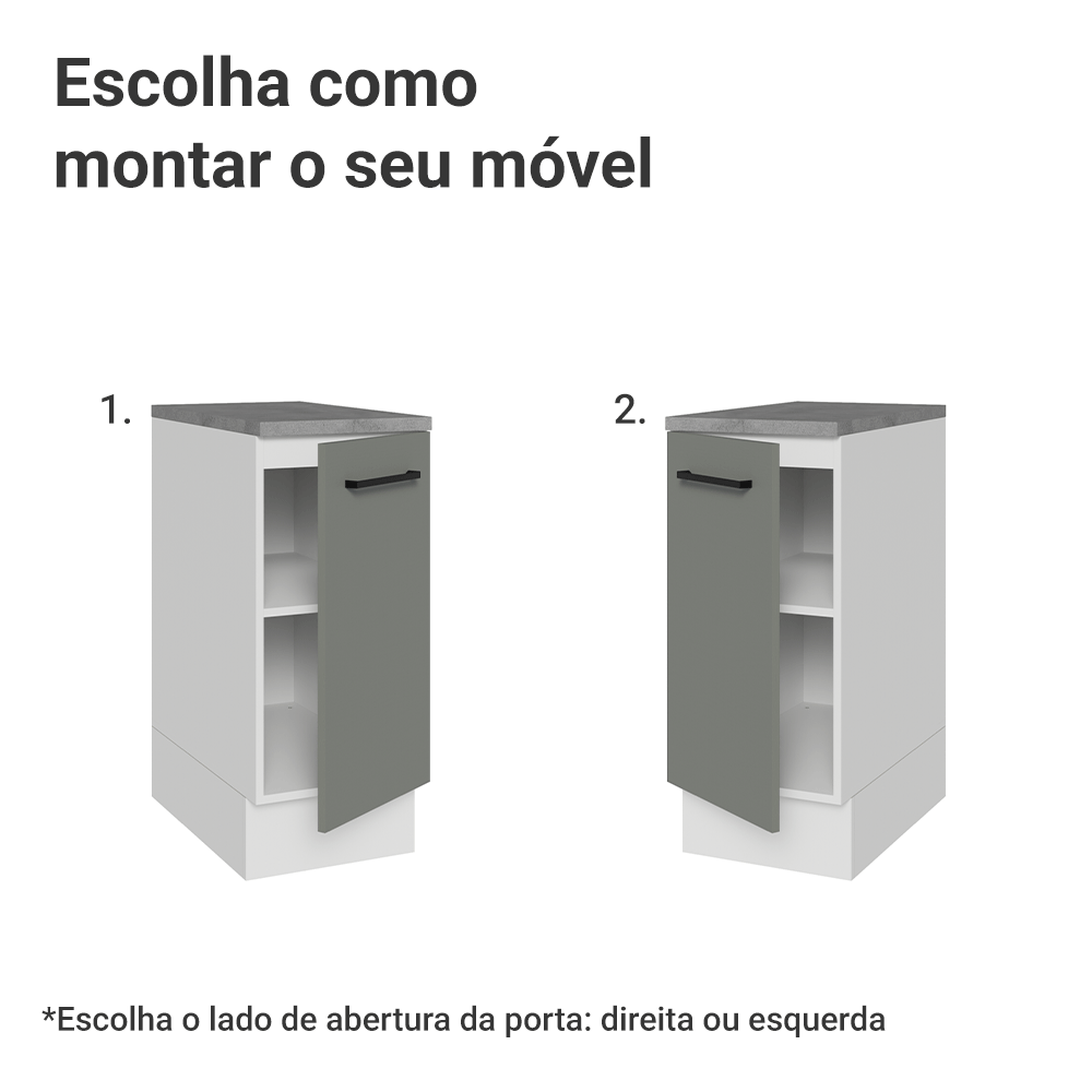 Balcão Madesa Agata 35 cm 1 Porta Branco/Cinza