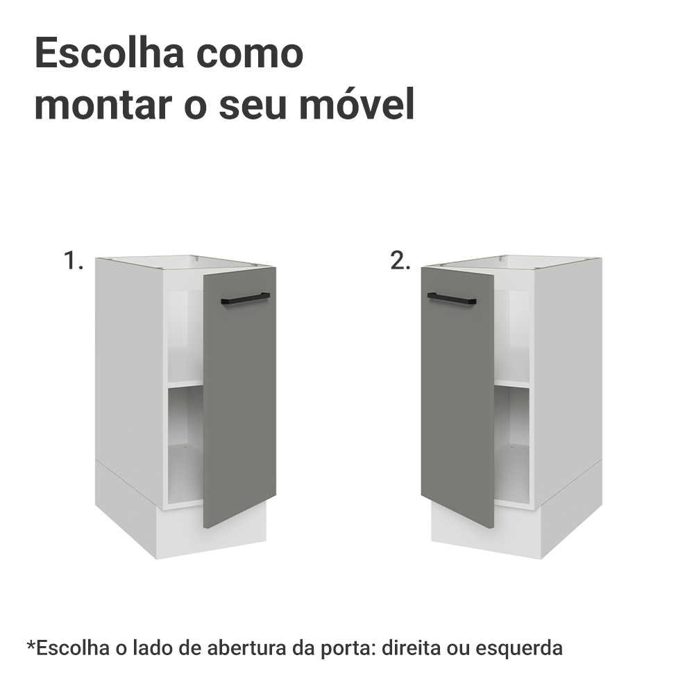 Balcão de Cozinha 35 cm 1 Porta (Sem Tampo) Branco/Cinza Agata Madesa