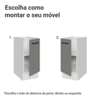 Balcão de Cozinha 35 cm 1 Porta (Sem Tampo) Branco/Cinza Agata Madesa