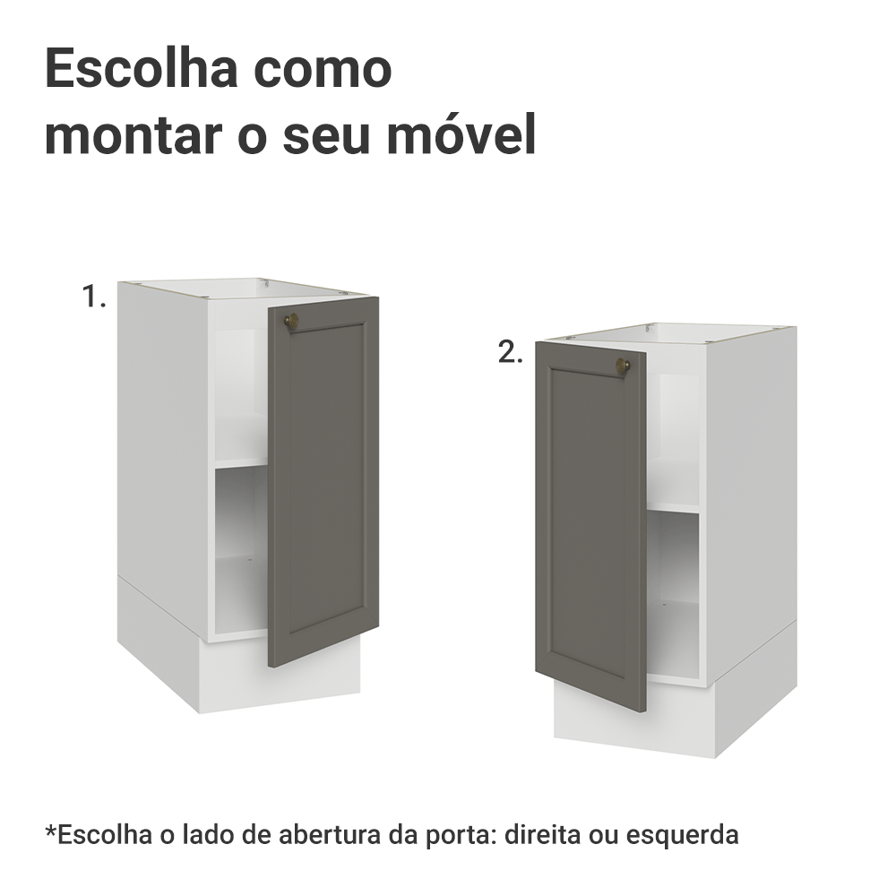 Balcão de Cozinha 35 cm 1 Porta (Sem Tampo) Branco/Cinza Vik Madesa