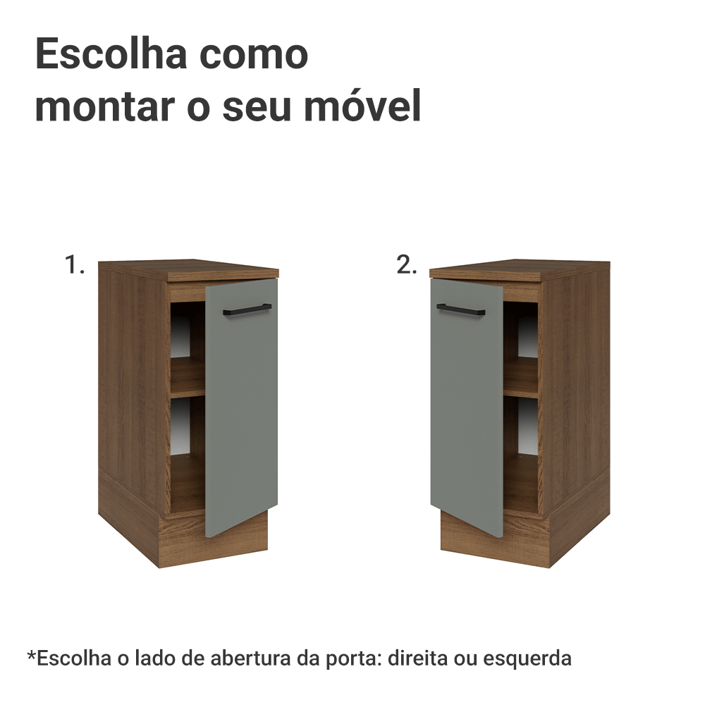 Balcão Madesa Agata 35 cm 1 Porta Rustic/Cinza