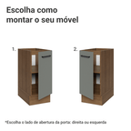 Balcão de Cozinha 35 cm 1 Porta (Sem Tampo) Rustic/Cinza Agata Madesa