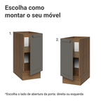 Balcão de Cozinha 35 cm 1 Porta (Sem Tampo) Rustic/Cinza Vik Madesa
