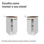 Balcão de Cozinha 35 cm 1 Porta Branco Tampo Rustic Agata Madesa
