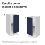 Balcão de Cozinha 35 cm 1 Porta (Sem Tampo) Branco/Azul Vik Madesa
