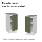 Balcão de Cozinha 35 cm 1 Porta Branco/Verde Vik Madesa