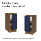 Balcão de Cozinha 35 cm 1 Porta (Sem Tampo) Rustic/Azul Vik Madesa