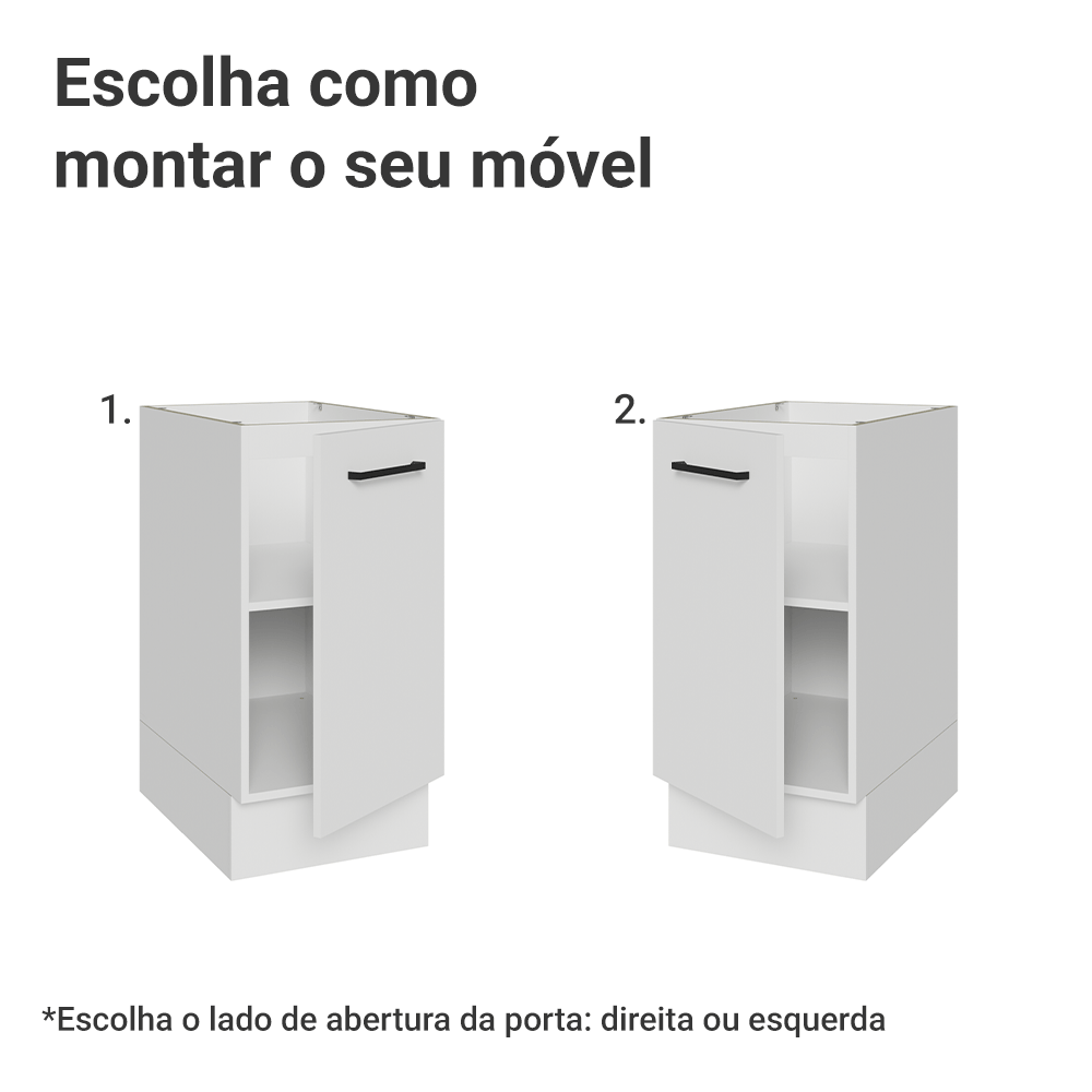 Balcão de Cozinha 40 cm 1 Porta (Sem Tampo) Branco Agata Madesa