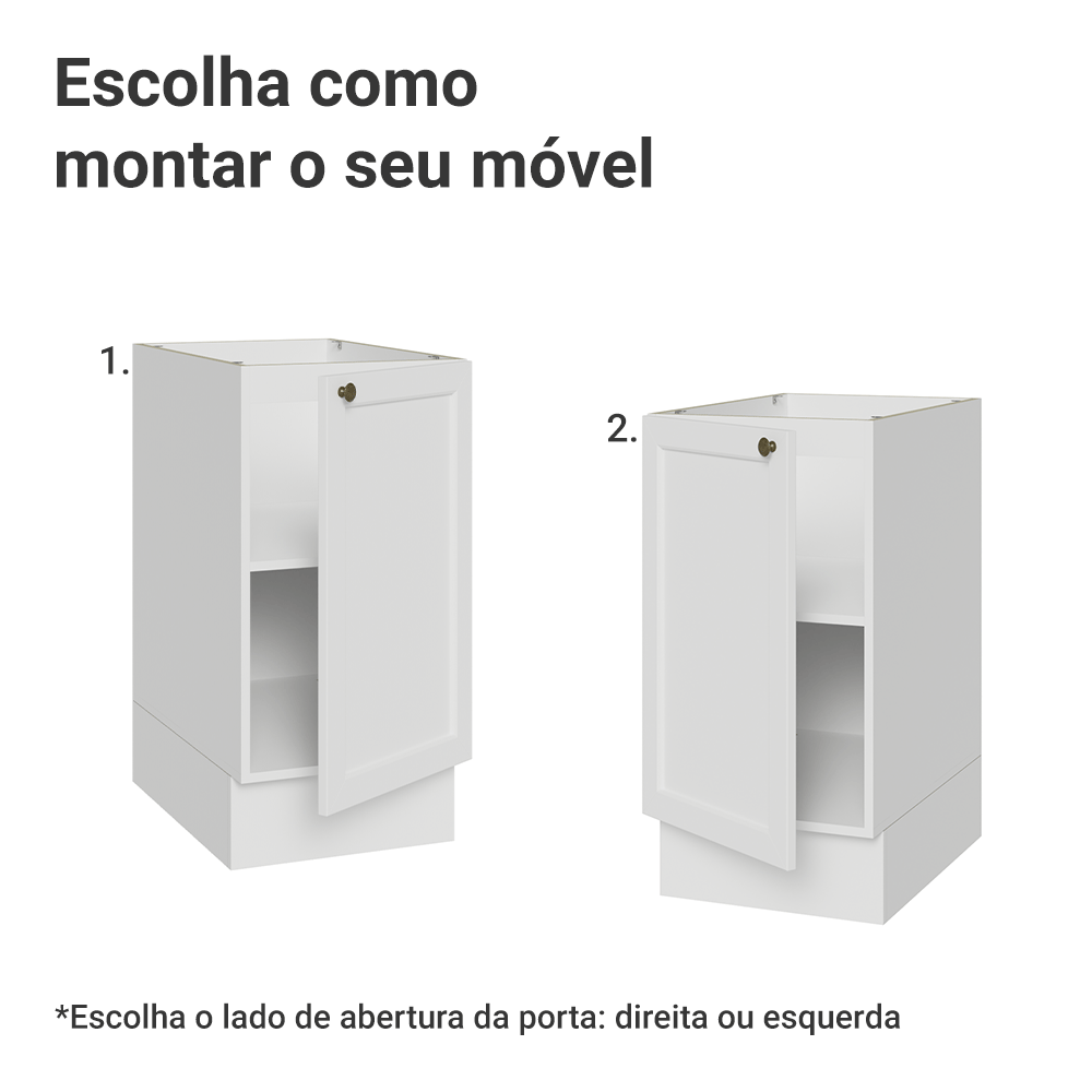 Balcão de Cozinha 40 cm 1 Porta (Sem Tampo) Branco Vik Madesa