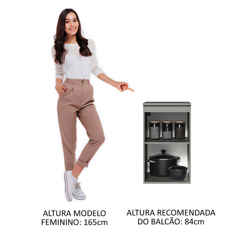 Balcão 40 cm 1 Porta Suspenso Cinza Nice Madesa