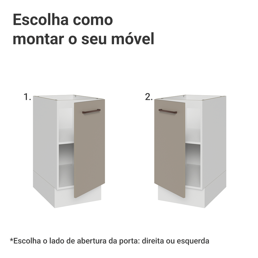 Balcão de Cozinha 40 cm 1 Porta (Sem Tampo) Branco/Crema Agata Madesa