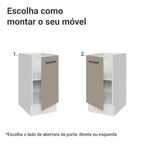 Balcão de Cozinha 40 cm 1 Porta (Sem Tampo) Branco/Crema Agata Madesa