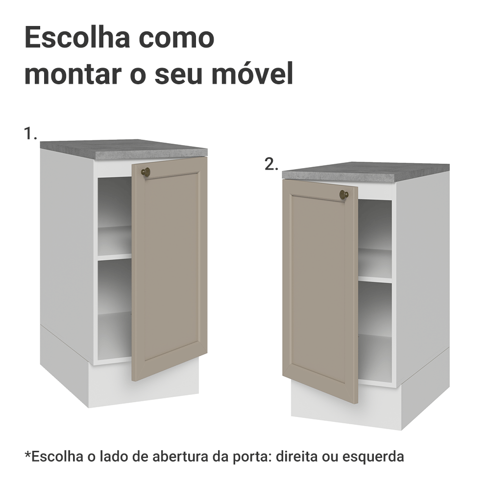 Balcão de Cozinha 40 cm 1 Porta Branco/Crema Vik Madesa