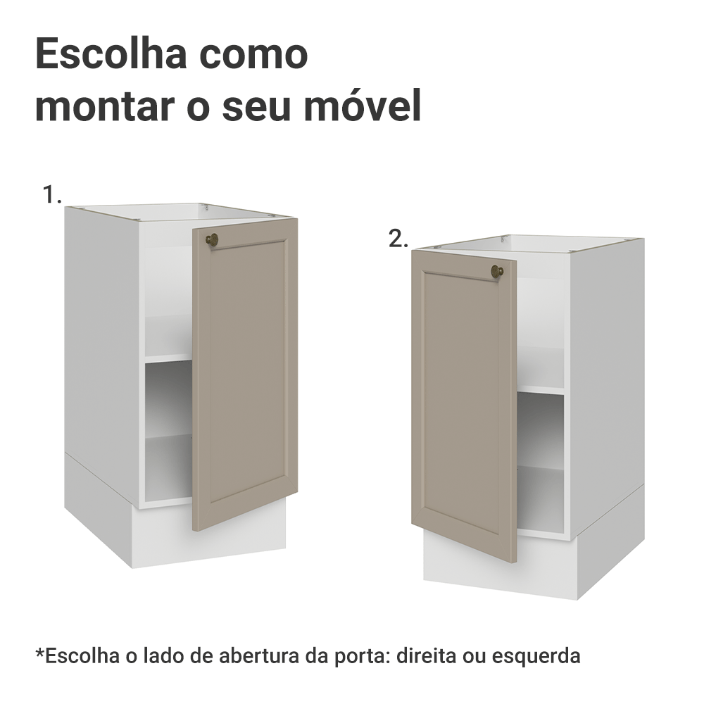 Balcão de Cozinha 40 cm 1 Porta (Sem Tampo) Branco/Crema Vik Madesa