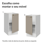 Balcão de Cozinha 40 cm 1 Porta (Sem Tampo) Branco/Crema Vik Madesa