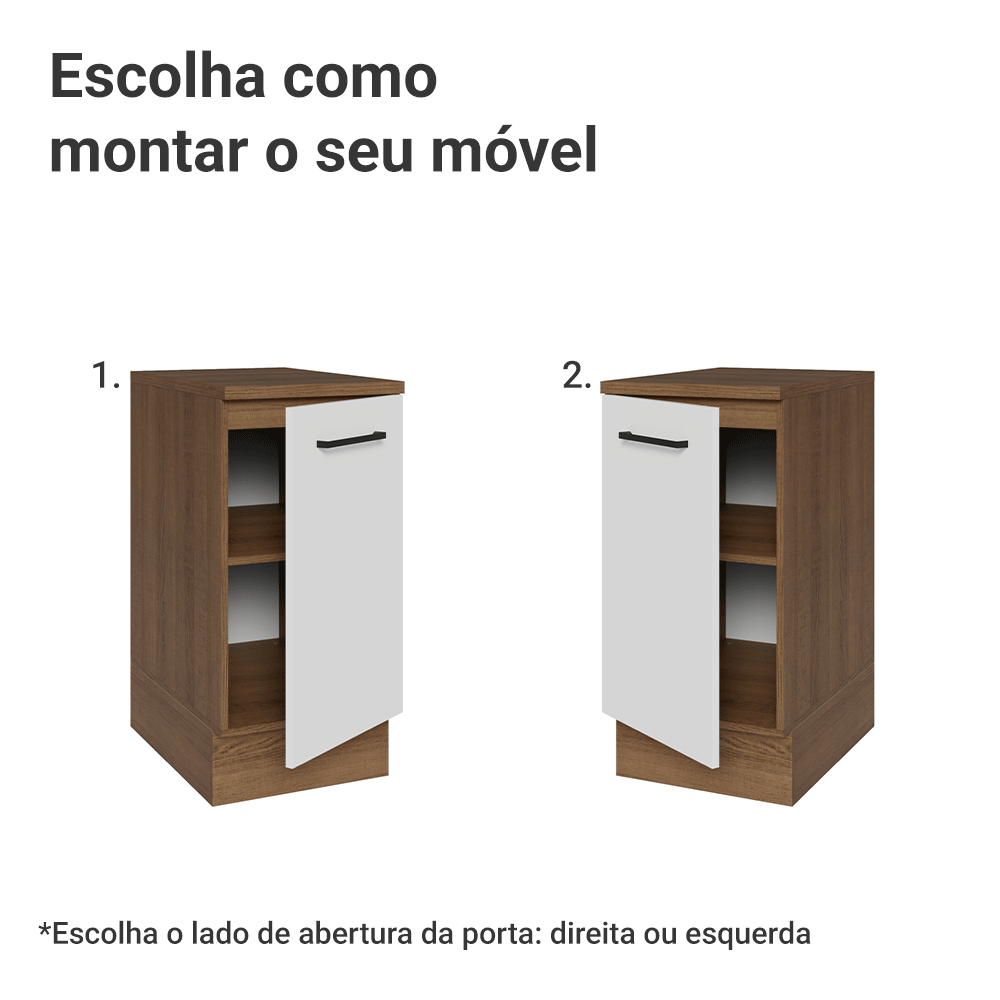 Balcão Madesa Agata 40 cm 1 Porta Rustic/Branco