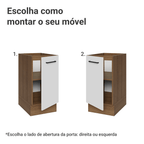 Balcão de Cozinha 40 cm 1 Porta (Sem Tampo) Rustic/Branco Agata Madesa