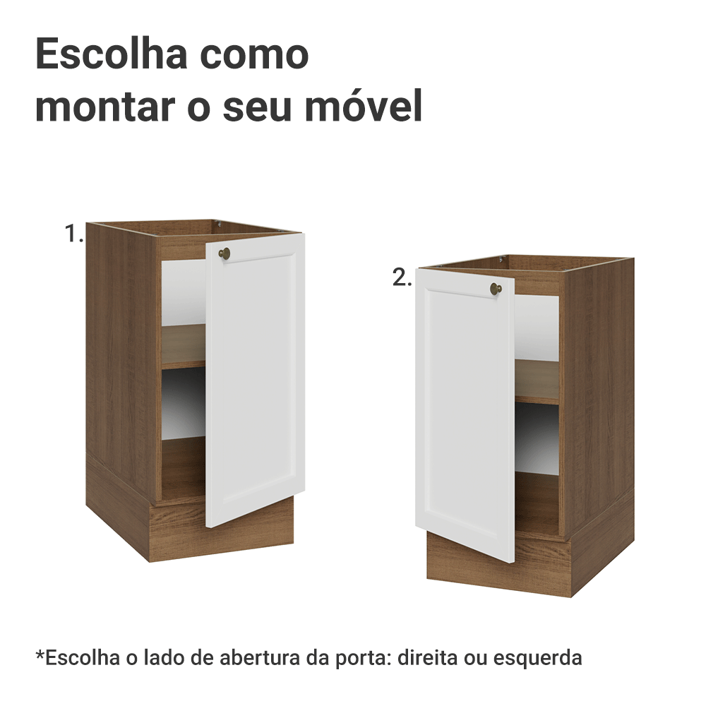 Balcão de Cozinha 40 cm 1 Porta (Sem Tampo) Rustic/Branco Vik Madesa