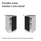 Balcão Madesa Agata 40 cm 1 Porta Branco/Preto