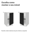 Balcão de Cozinha 40 cm 1 Porta (Sem Tampo) Branco/Preto Agata Madesa