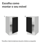 Balcão de Cozinha 40 cm 1 Porta (Sem Tampo) Branco/Preto Vik Madesa