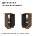 Balcão de Cozinha 40 cm 1 Porta (Sem Tampo) Rustic/Preto Agata Madesa