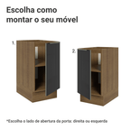 Balcão de Cozinha 40 cm 1 Porta (Sem Tampo) Rustic/Preto Lux Madesa
