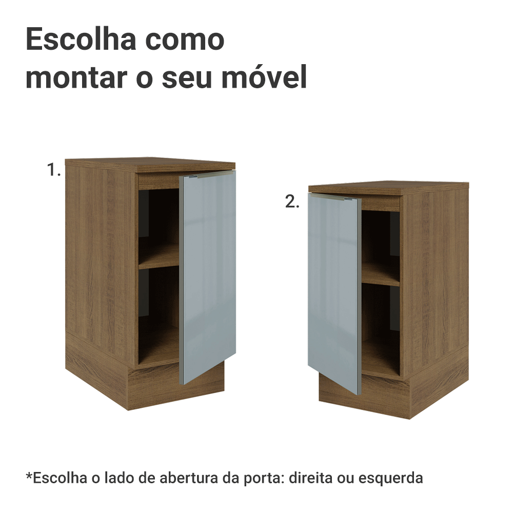 Balcão de Cozinha 40 cm 1 Porta Rustic/Cinza Lux Madesa