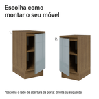 Balcão de Cozinha 40 cm 1 Porta Rustic/Cinza Lux Madesa