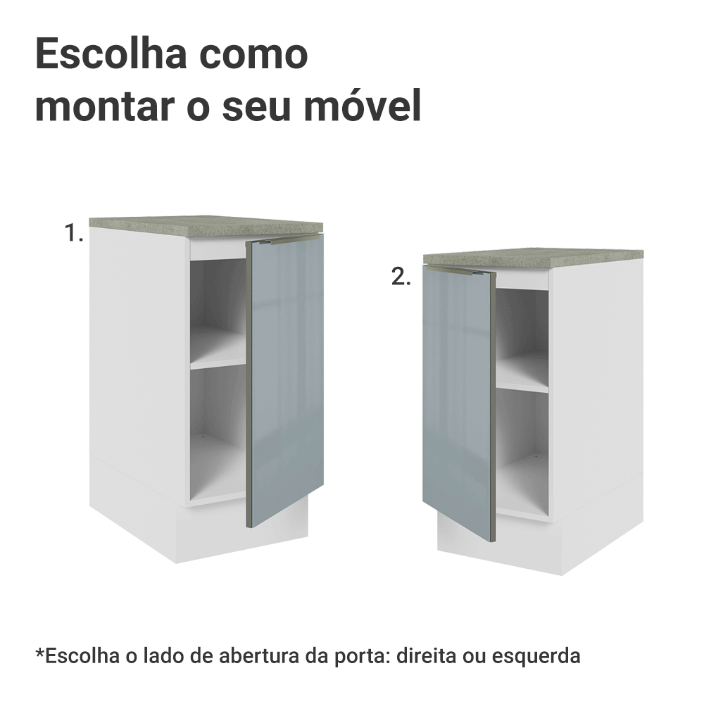 Balcão de Cozinha 40 cm 1 Porta Branco/Cinza Lux Madesa