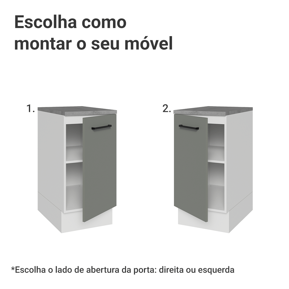 Balcão Madesa Agata 40 cm 1 Porta Branco/Cinza