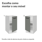Balcão de Cozinha 40 cm 1 Porta (Sem Tampo) Branco/Cinza Agata Madesa