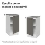 Balcão de Cozinha 40 cm 1 Porta Branco/Cinza Vik Madesa
