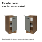 Balcão de Cozinha 40 cm 1 Porta (Sem Tampo) Rustic/Cinza Agata Madesa