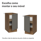 Balcão de Cozinha 40 cm 1 Porta (Sem Tampo) Rustic/Cinza Vik Madesa